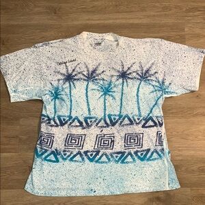 Vintage Men’s XL palm tree Aztec print single stitch T shirt Catalina is…